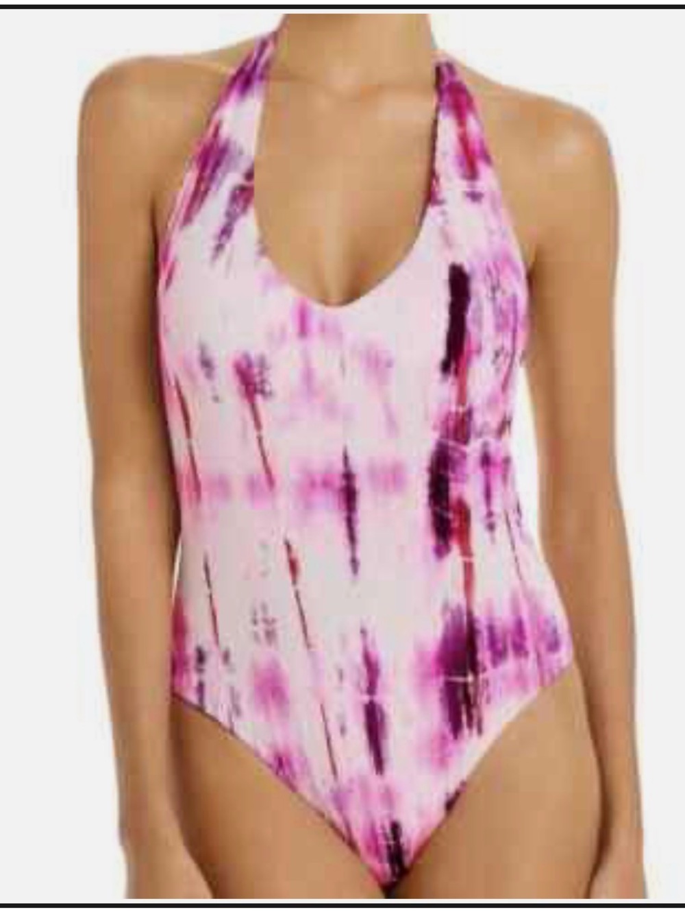 PQ Swim Pink and Purple Ombre Tie-Dye Halter One-Piece
